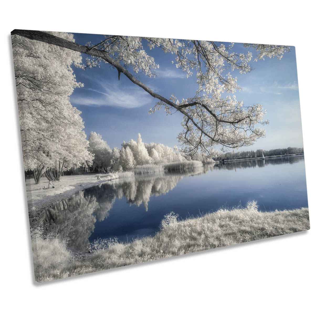 Winter Snow Landscape Lake CANVAS WALL ART Print Picture