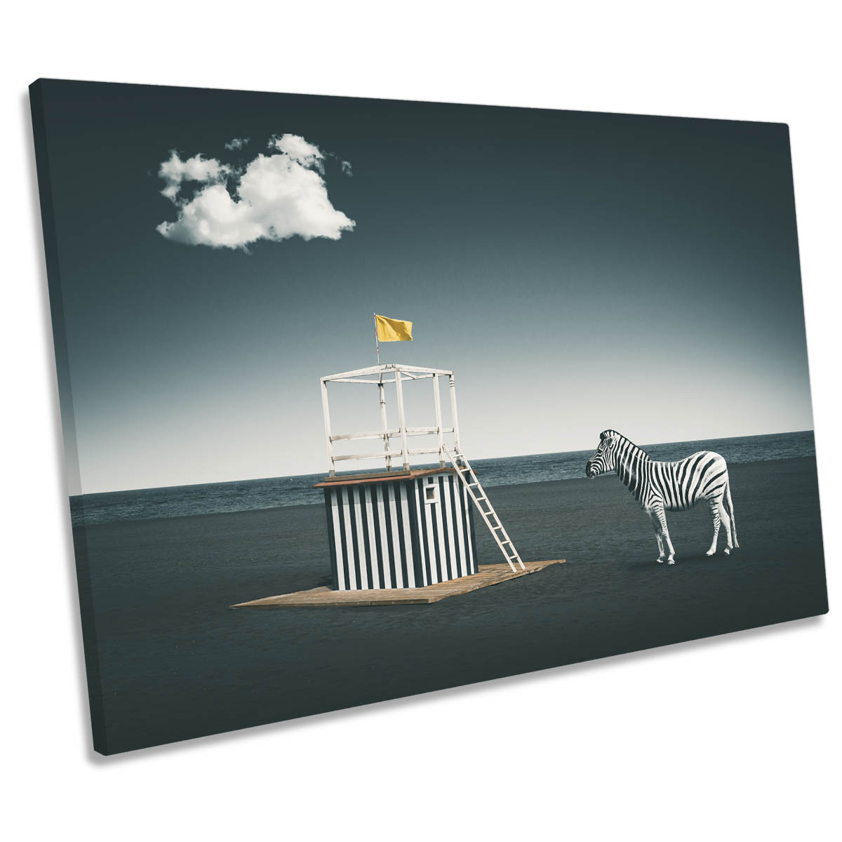 Zebra Style Beach Lifeguard Modern CANVAS WALL ART Print Picture