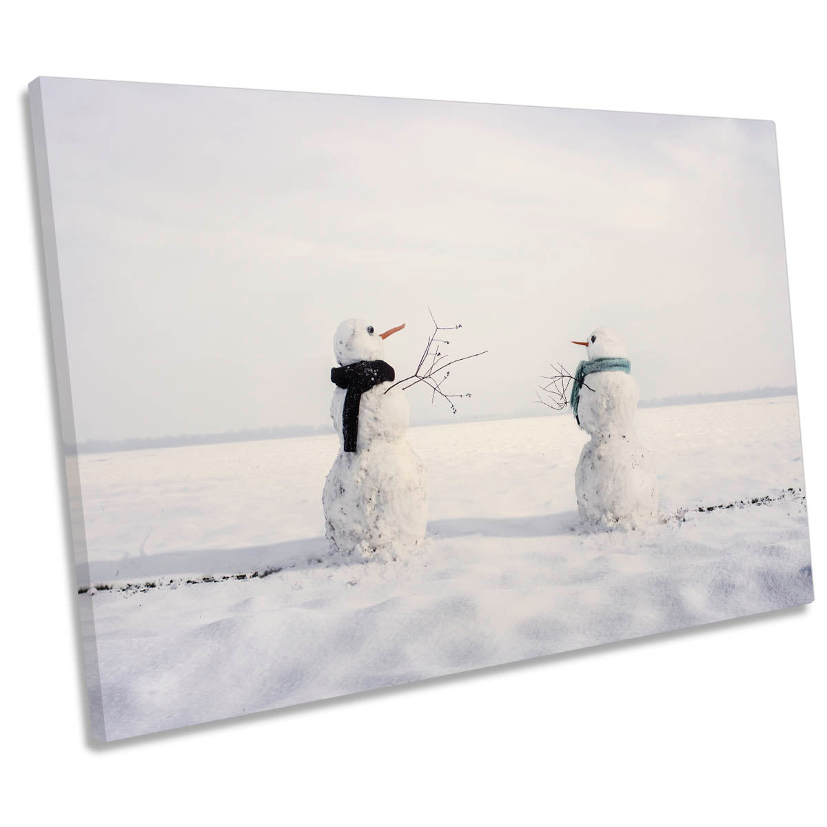 You and I Snowmen Winter Snow CANVAS WALL ART Print Picture