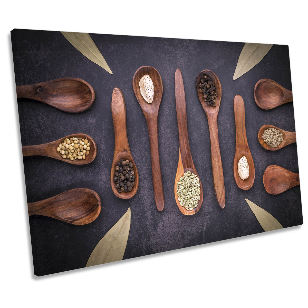 Wooden Spoons and Spices Kitchen CANVAS WALL ART Print Picture