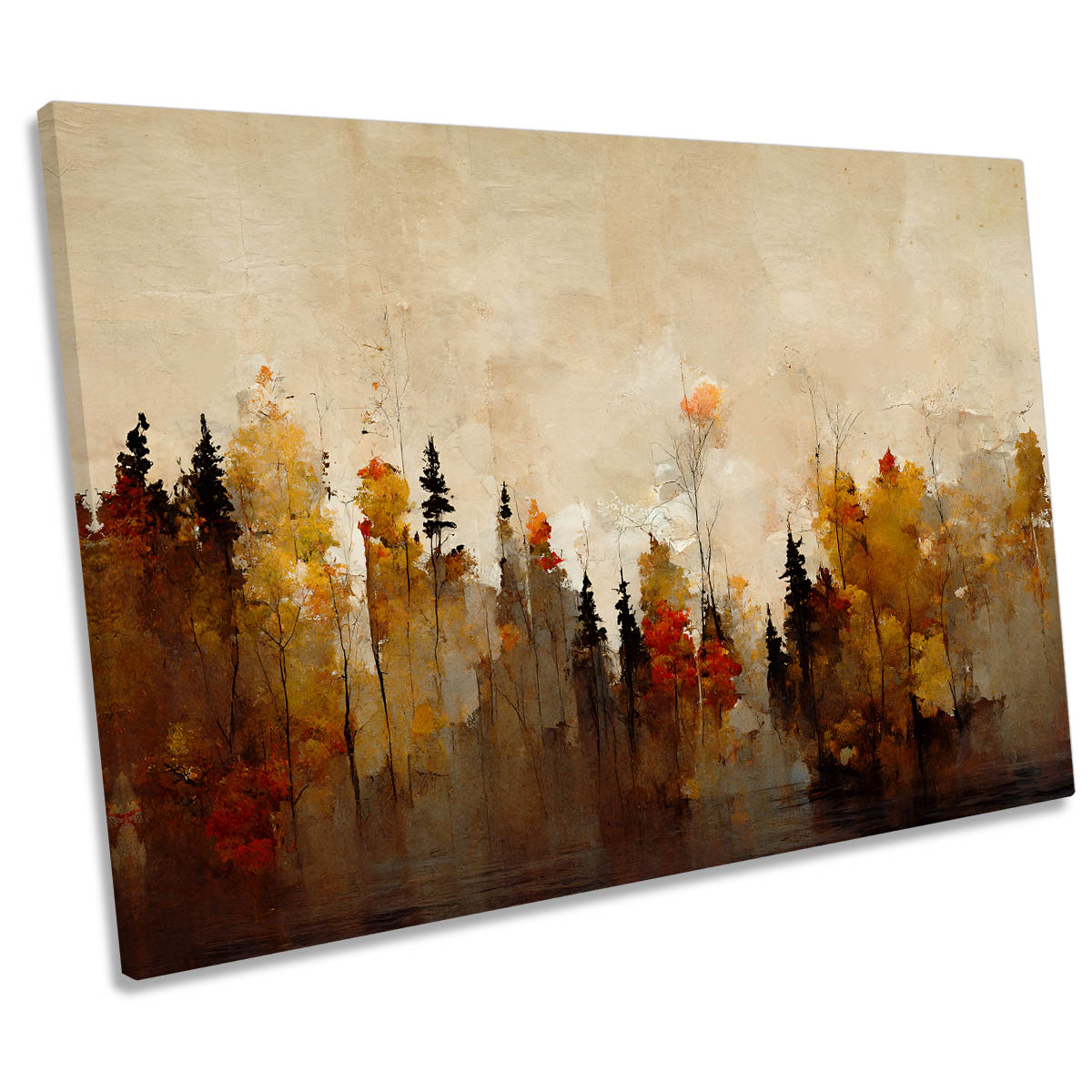 A Forest in Autumn Abstract Modern CANVAS WALL ART Print Picture