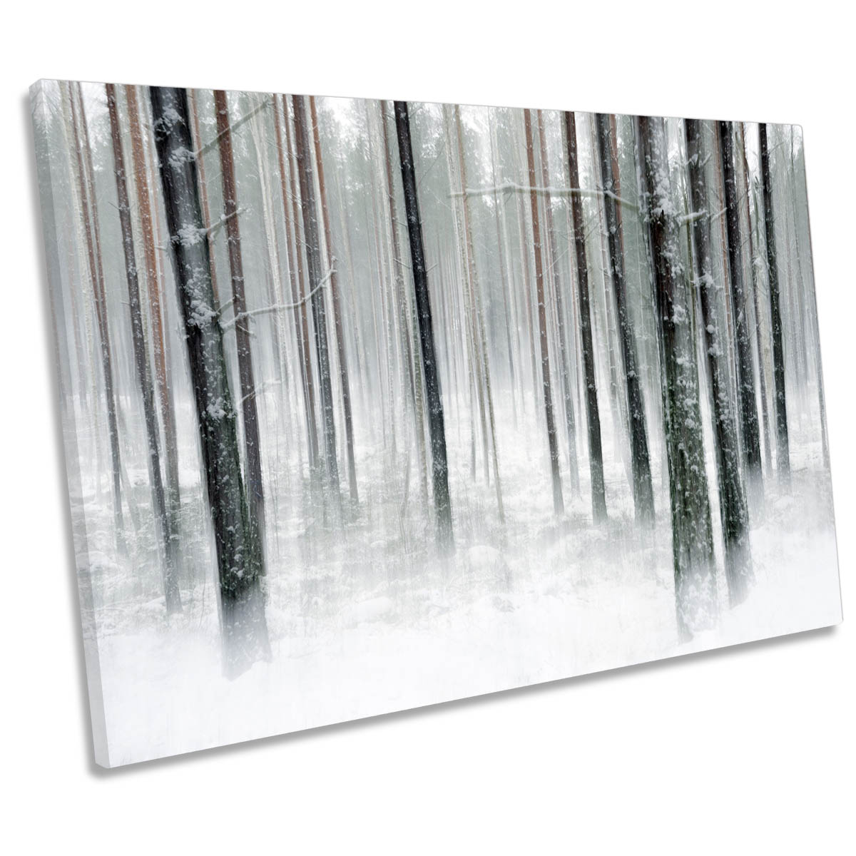Winter Forest Snowy Landscape White CANVAS WALL ART Print Picture
