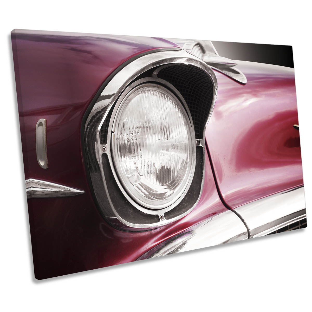 American Classic Car Bel Air 1957 Headlight CANVAS WALL ART Print Picture