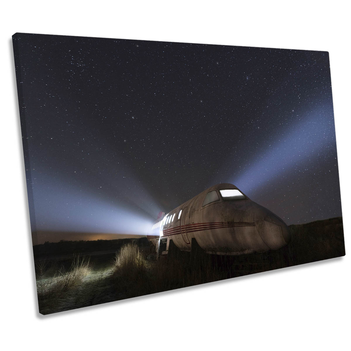 Abandoned Plane Wreck Stars CANVAS WALL ART Print Picture