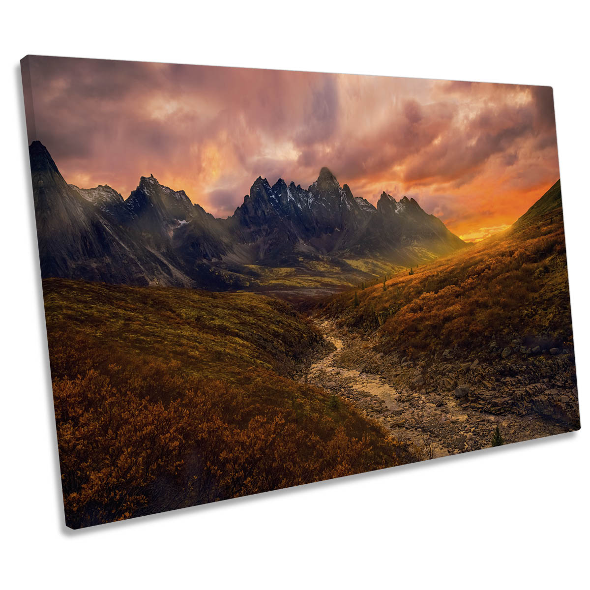 Yukon Sunset Canada Mountains Landscape CANVAS WALL ART Print Picture