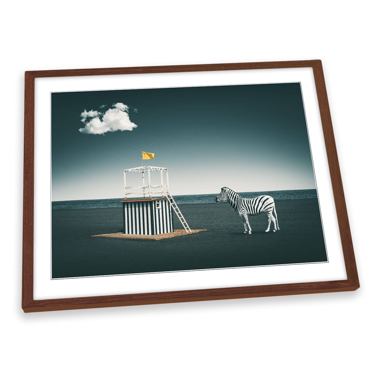 Zebra Style Beach Lifeguard Modern FRAMED ART PRINT Picture Artwork