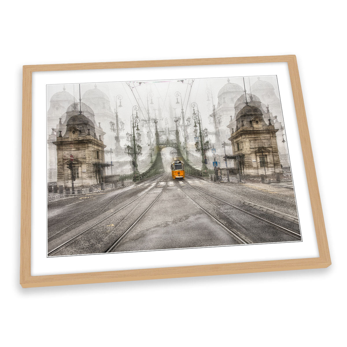 Yellow Tram Budapest City FRAMED ART PRINT Picture Artwork