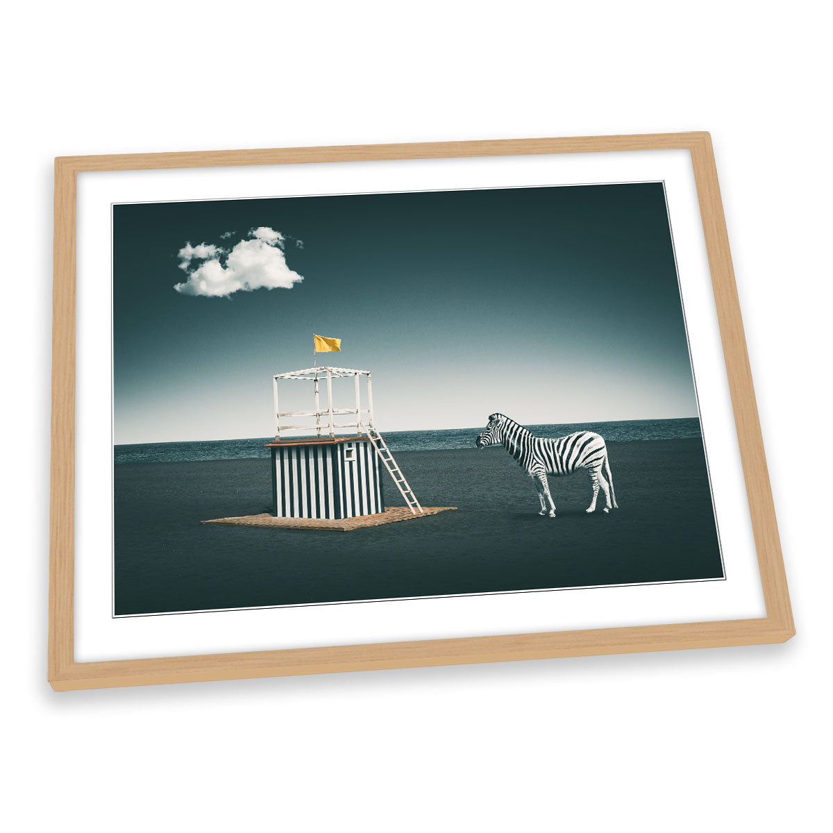 Zebra Style Beach Lifeguard Modern FRAMED ART PRINT Picture Artwork