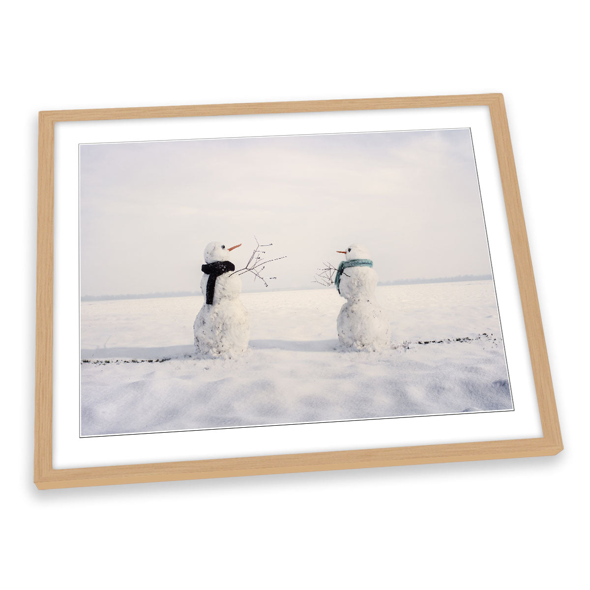 You and I Snowmen Winter Snow FRAMED ART PRINT Picture Artwork