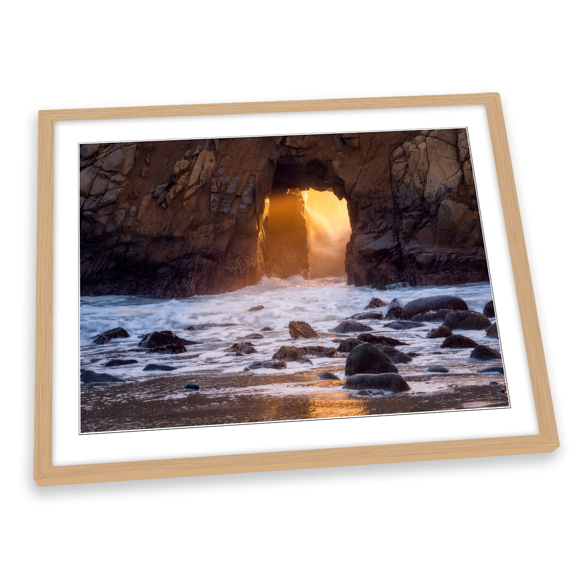 Fire in the Hole Beach Sunset Seascape FRAMED ART PRINT Picture Artwork