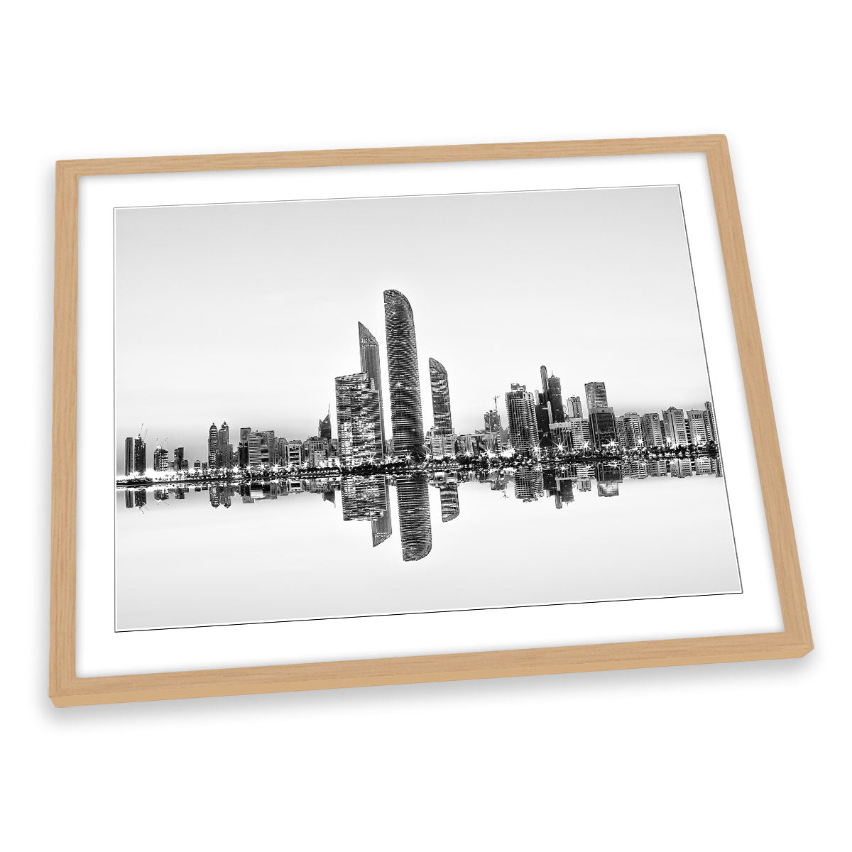 Abu Dhabi City Skyline Reflection FRAMED ART PRINT Picture Artwork