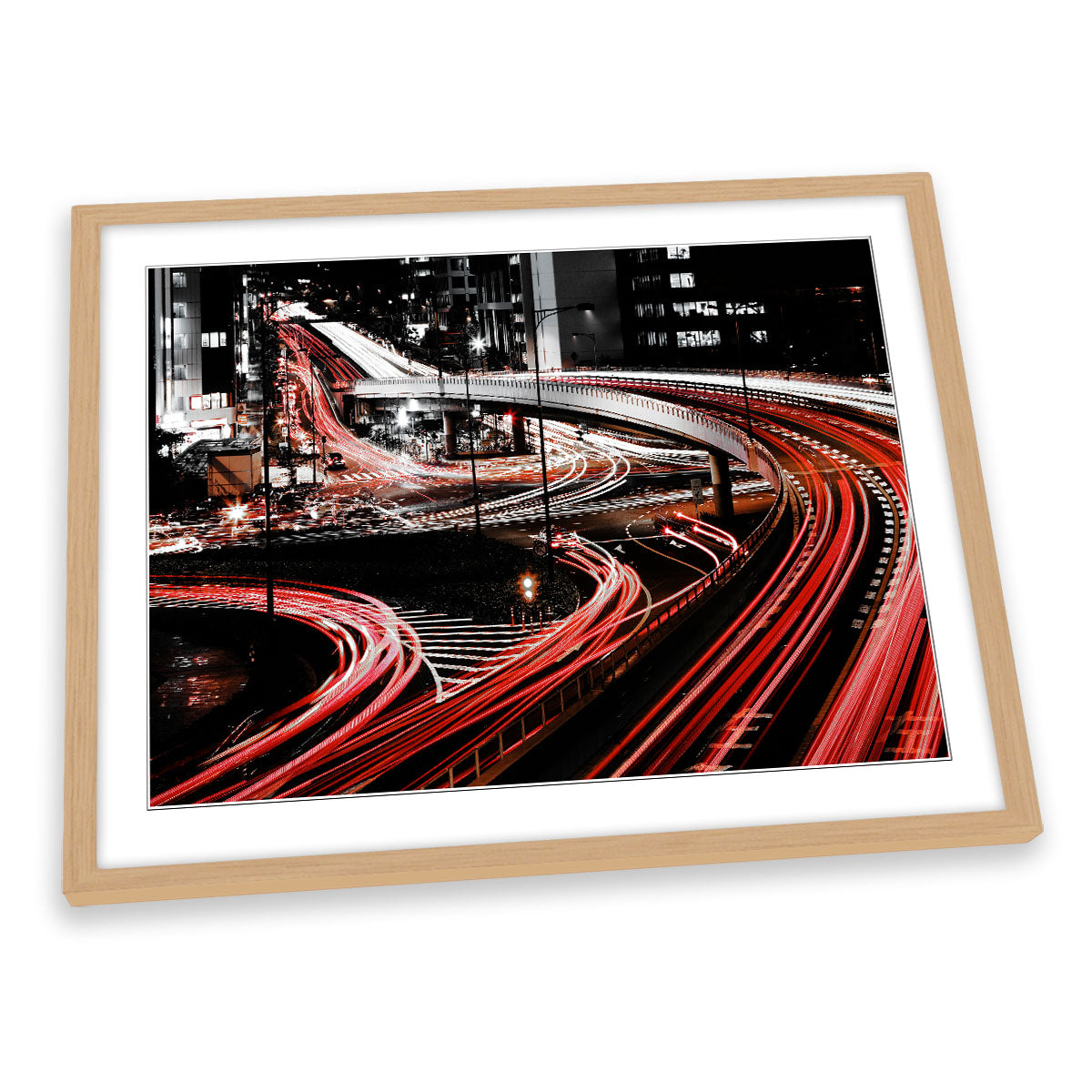 Traffic Veins Night Highway Japan FRAMED ART PRINT Picture Artwork