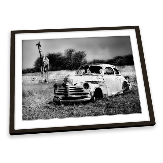 Acquaintance Car Wreck Giraffe FRAMED ART PRINT Picture Artwork