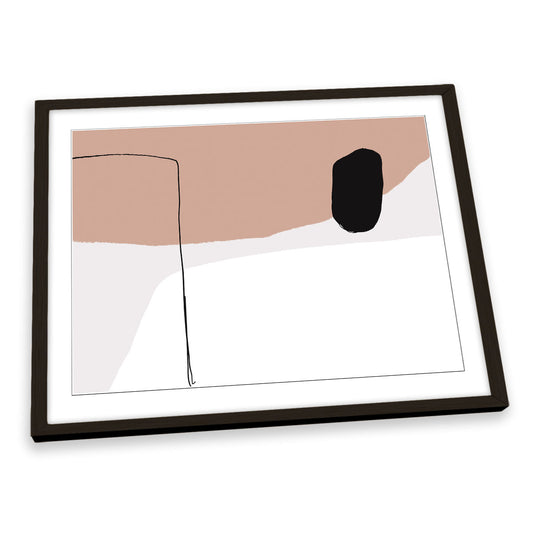 You and Happiness Beige Abstract Modern FRAMED ART PRINT Picture Artwork