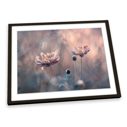 With Love Pink Floral Flowers FRAMED ART PRINT Picture Artwork