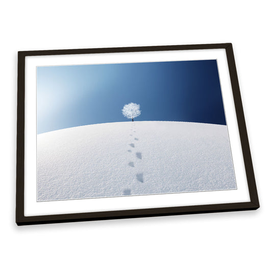 A Tree in a Field Winter FRAMED ART PRINT Picture Artwork