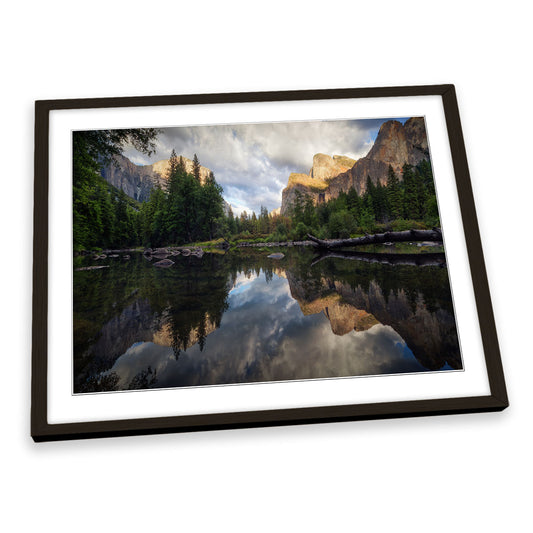 Yosemite Mountains Lake Landscape FRAMED ART PRINT Picture Artwork