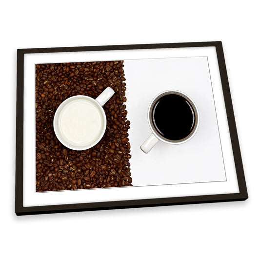 Yin Yang Coffee Cups Kitchen FRAMED ART PRINT Picture Artwork