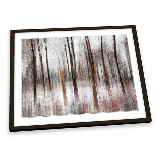 Winter Forest Trees Abstract FRAMED ART PRINT Picture Artwork