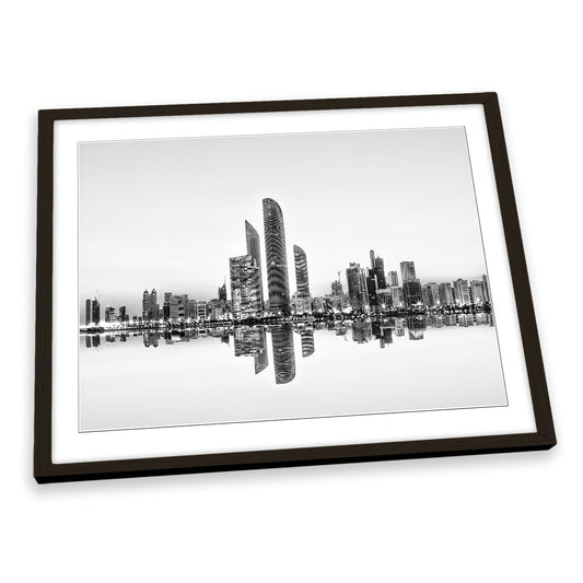 Abu Dhabi City Skyline Reflection FRAMED ART PRINT Picture Artwork