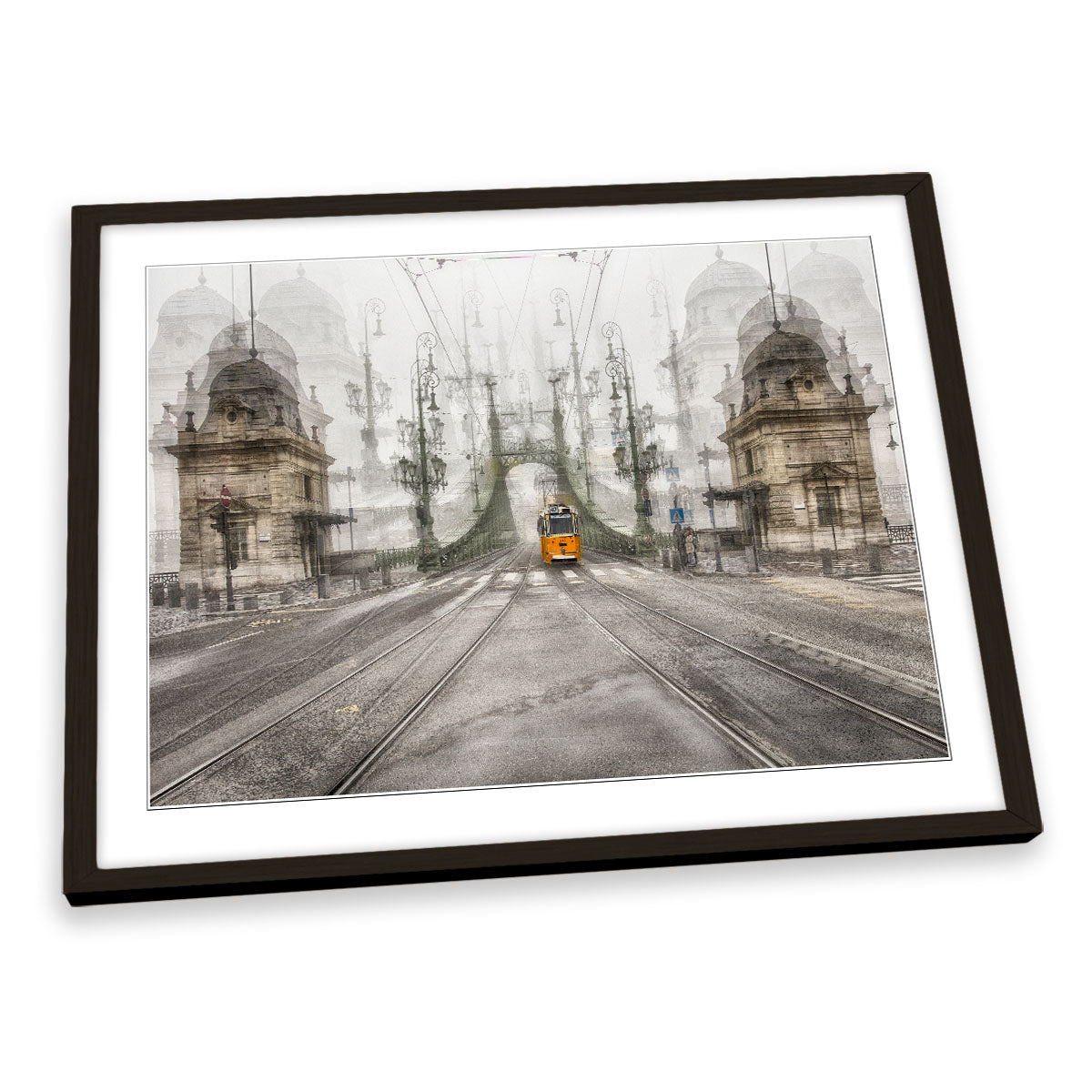 Yellow Tram Budapest City FRAMED ART PRINT Picture Artwork