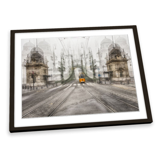 Yellow Tram Budapest City FRAMED ART PRINT Picture Artwork