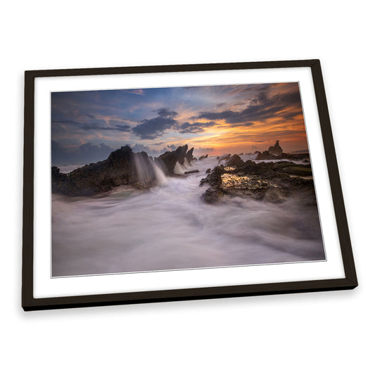 Yin a Yang Seascape Sunset FRAMED ART PRINT Picture Artwork