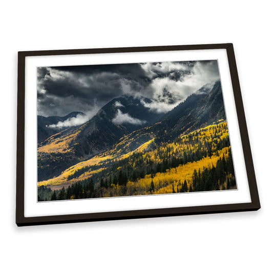 Yellow Trees Forest on the Mountain FRAMED ART PRINT Picture Artwork
