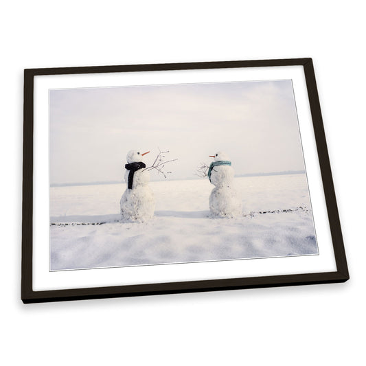 You and I Snowmen Winter Snow FRAMED ART PRINT Picture Artwork