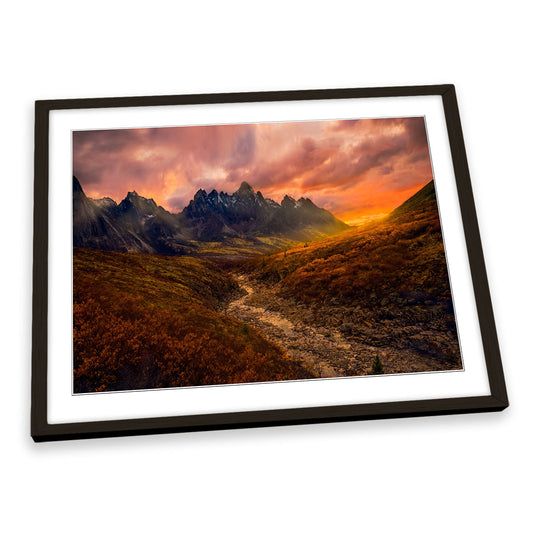 Yukon Sunset Canada Mountains Landscape FRAMED ART PRINT Picture Artwork