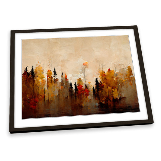 A Forest in Autumn Abstract Modern FRAMED ART PRINT Picture Artwork