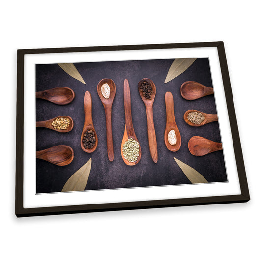 Wooden Spoons and Spices Kitchen FRAMED ART PRINT Picture Artwork