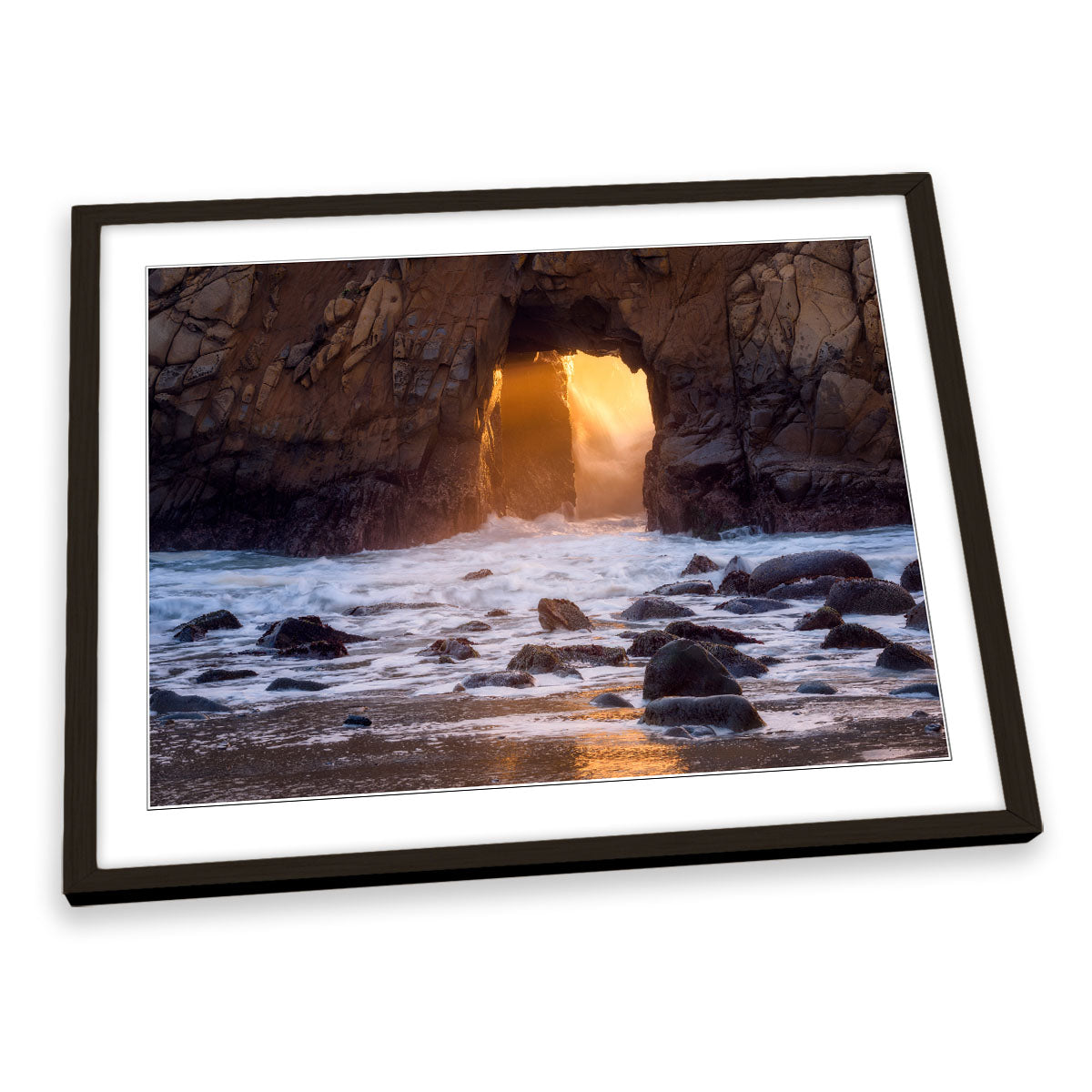 Fire in the Hole Beach Sunset Seascape FRAMED ART PRINT Picture Artwork
