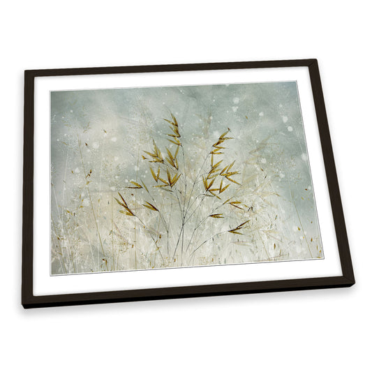 Wintertime Floral Grass Leaves FRAMED ART PRINT Picture Artwork