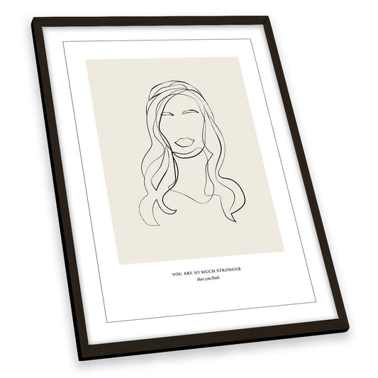 You Are So Much Stronger Motivational Beige FRAMED ART PRINT Picture Portrait Artwork