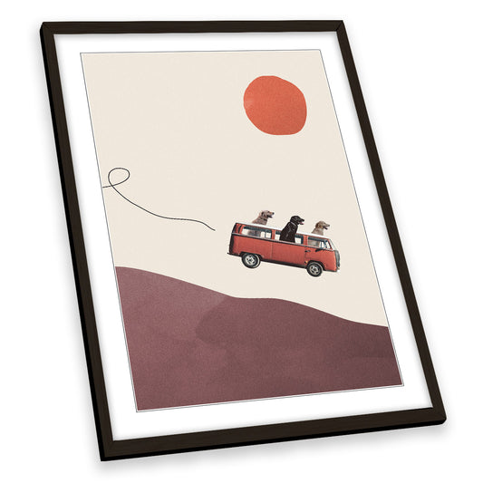 Adventure Gang Road Trip Dogs Modern FRAMED ART PRINT Picture Portrait Artwork