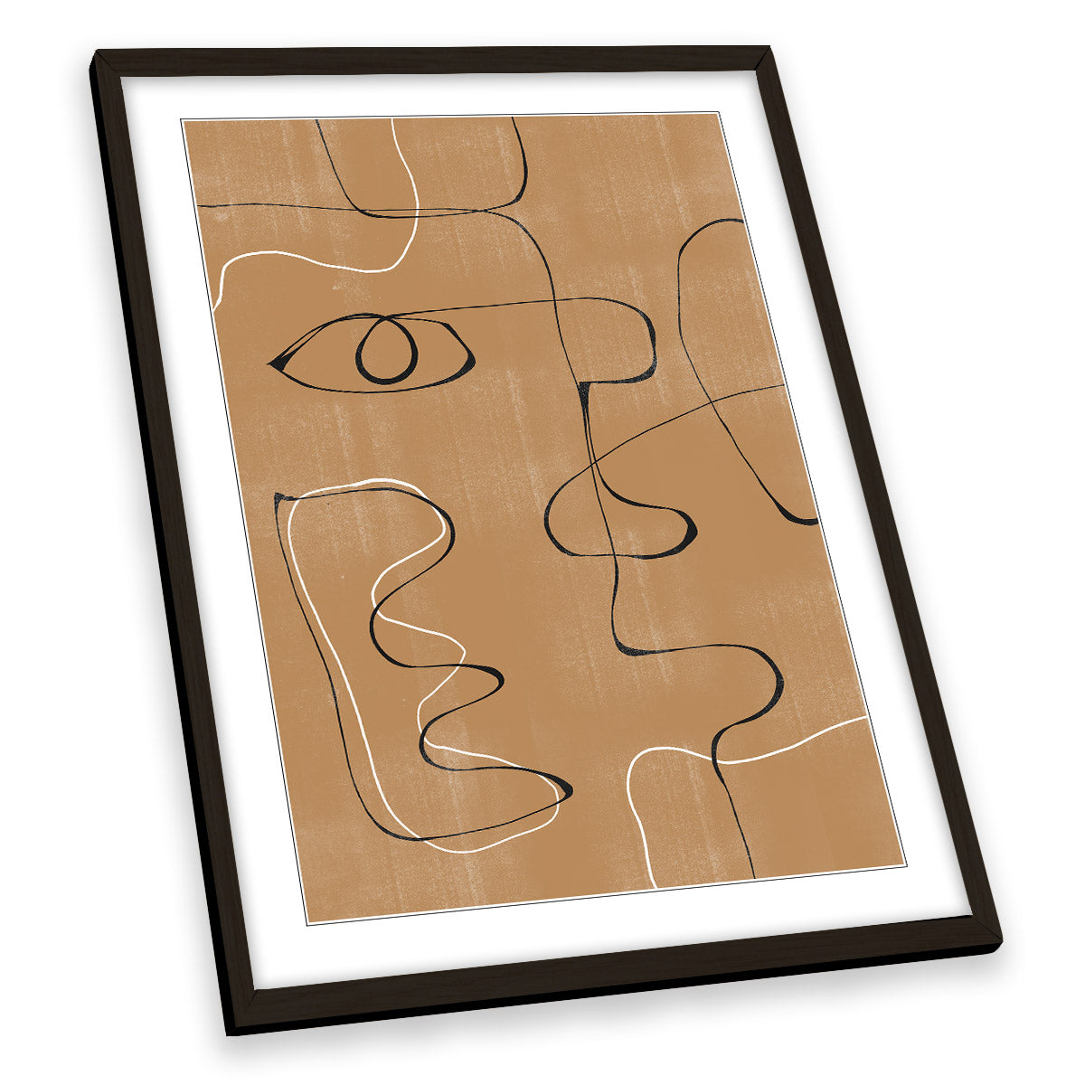 Abstract Face Modern Brown FRAMED ART PRINT Picture Portrait Artwork