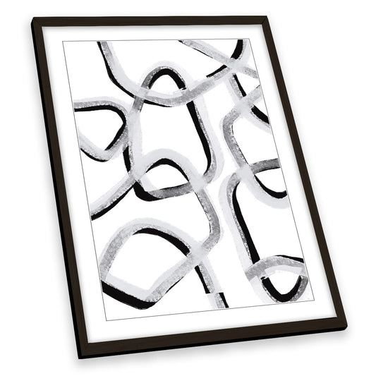Abstract Chains Grey and Black Modern FRAMED ART PRINT Picture Portrait Artwork