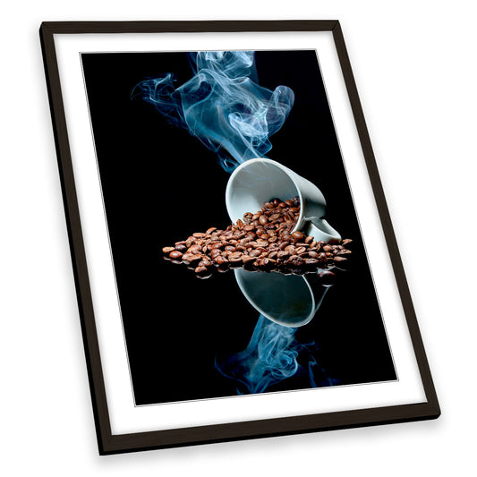A Cup of Hot Coffee Kitchen Café FRAMED ART PRINT Picture Portrait Artwork