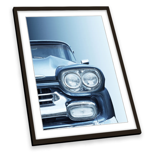 American Classic Car Pickup Apache 1958 Blue FRAMED ART PRINT Picture Portrait Artwork