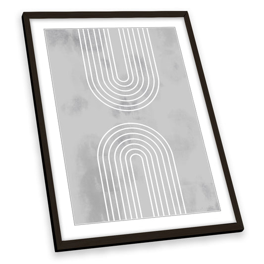 Abstract Arches in Ice Geometry Grey FRAMED ART PRINT Picture Portrait Artwork