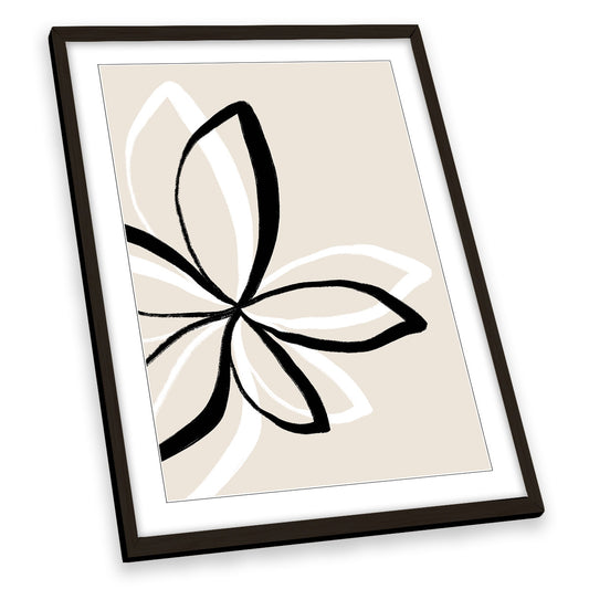 Abstract Modern Flowers Beige Floral FRAMED ART PRINT Picture Portrait Artwork