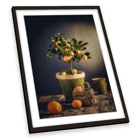 Winter Pots Basket Floral Plant Still Life FRAMED ART PRINT Picture Portrait Artwork