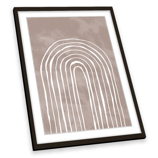 Abstract Arch Minimalistic Modern Peanut Brown FRAMED ART PRINT Picture Portrait Artwork