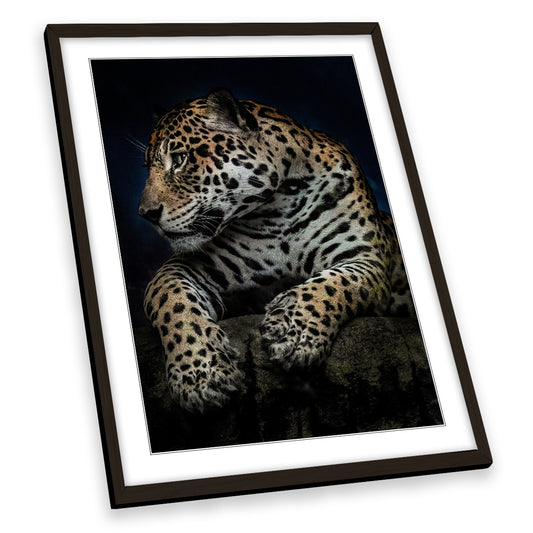 A Moment After Dinner Leopard Wildlife FRAMED ART PRINT Picture Portrait Artwork