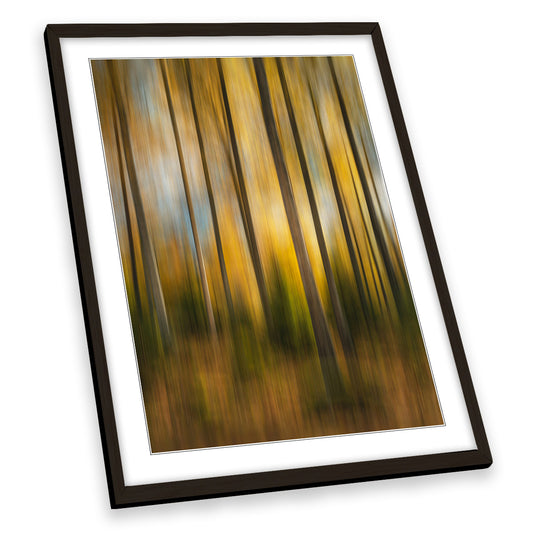 Abstract Yellow Trees Forest FRAMED ART PRINT Picture Portrait Artwork