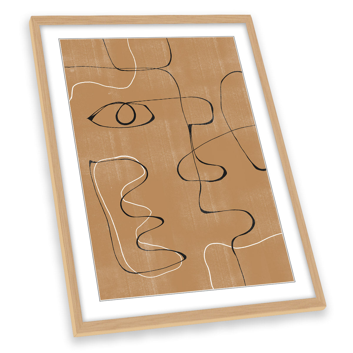 Abstract Face Modern Brown FRAMED ART PRINT Picture Portrait Artwork
