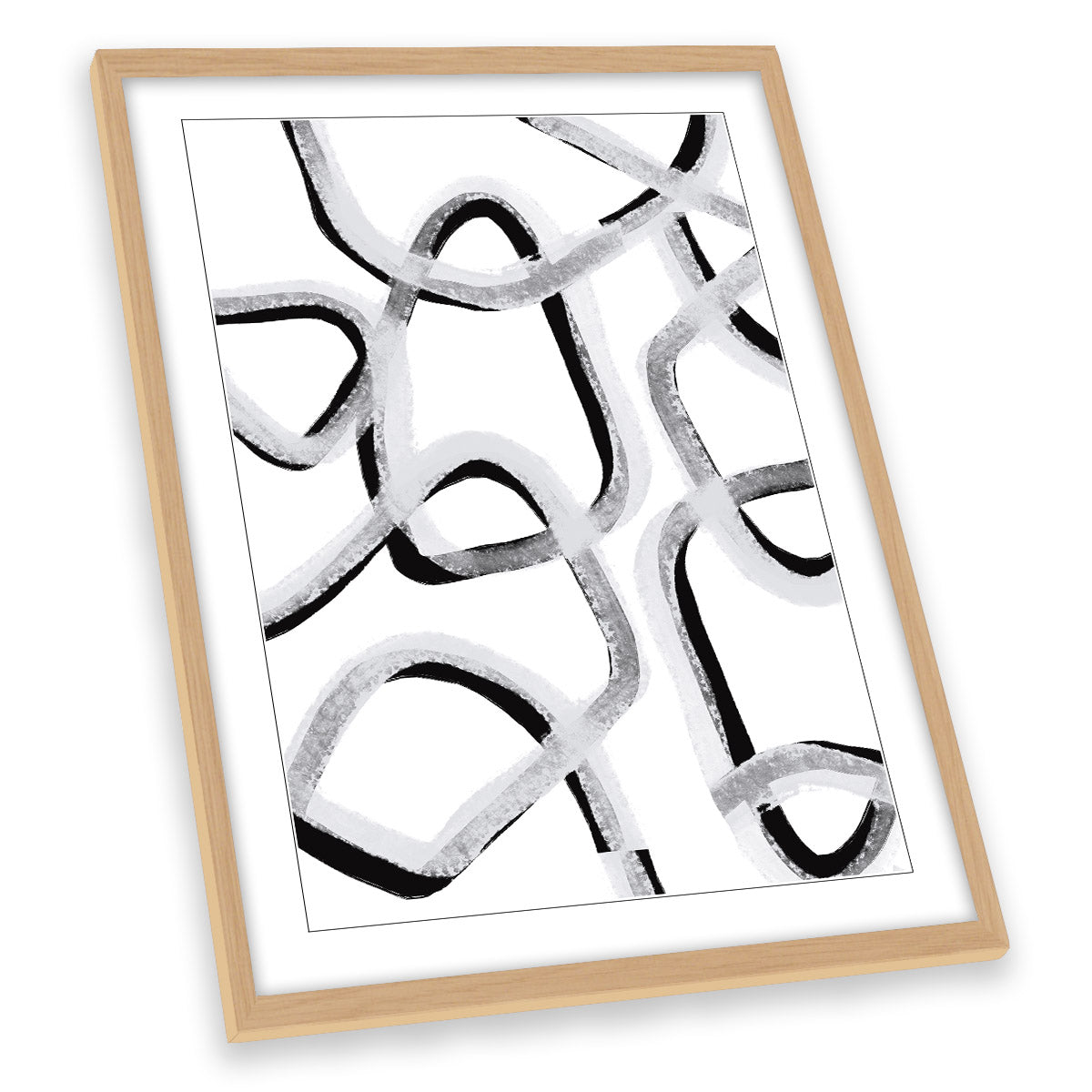 Abstract Chains Grey and Black Modern FRAMED ART PRINT Picture Portrait Artwork