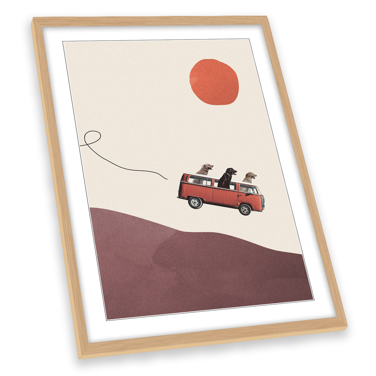 Adventure Gang Road Trip Dogs Modern FRAMED ART PRINT Picture Portrait Artwork