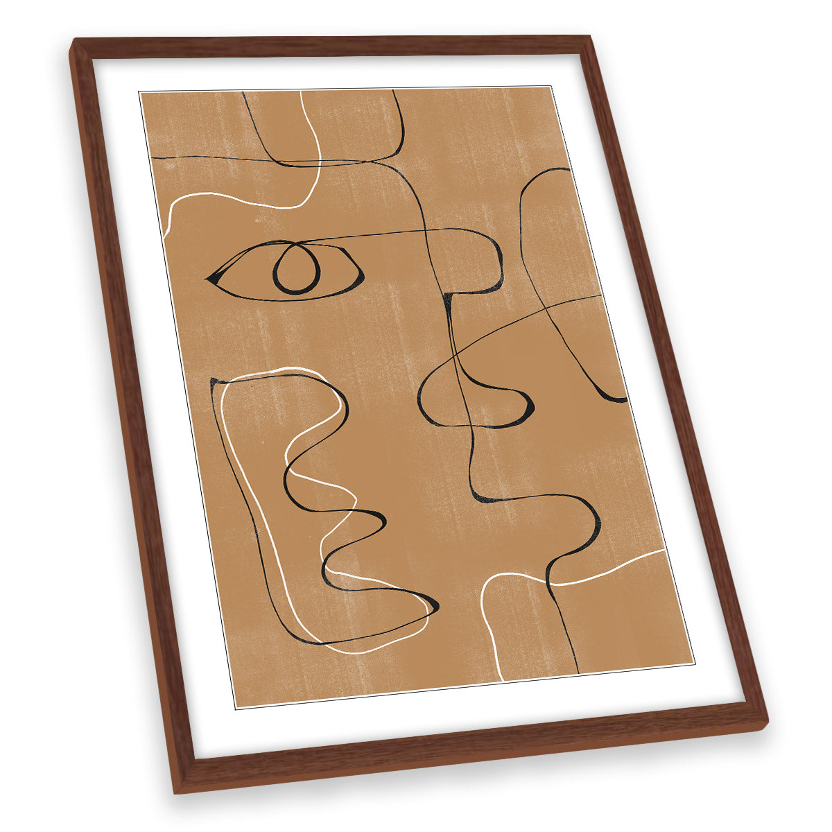 Abstract Face Modern Brown FRAMED ART PRINT Picture Portrait Artwork